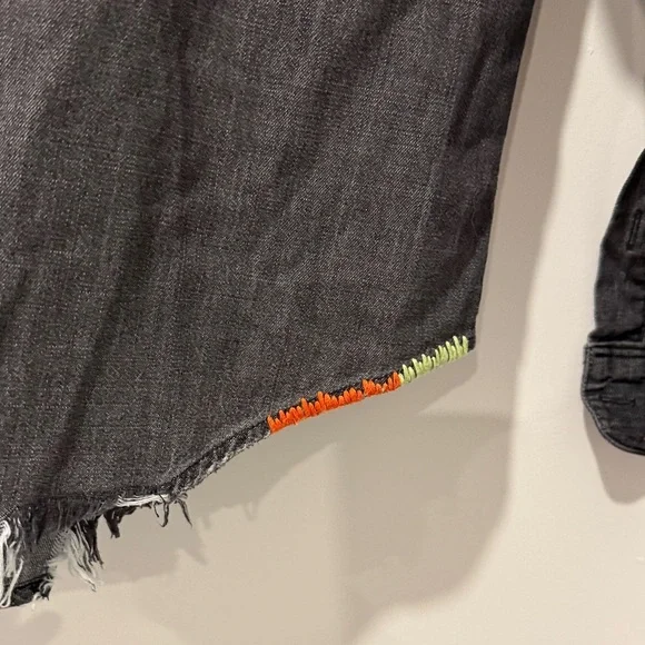 Lisa Todd Charcoal Button Down Shirt with Colorful Trim - Picture 6 of 6